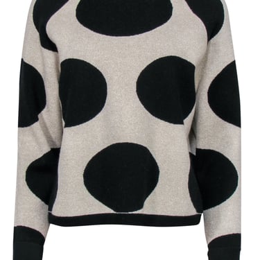J.Crew Collection - Ivory & Black Sparkly Dot Print Merino Wool Blend Sweater Sz S