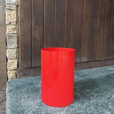 Bright Red Kartell USA Plastic Trash Can Vintage Mid-Century Colombini Space Age Waste Bin 