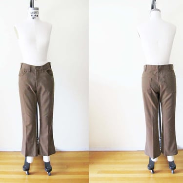 Vintage Levis Brown Sta Prest Pants 31 - Levi's High Waist Trouser Pants -  Cotton Twill - Bootcut 1970s Clothing 