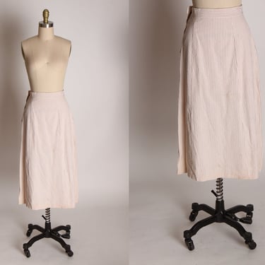 1940s White Pink and Gray Striped Seersucker A Line Skirt -XS 