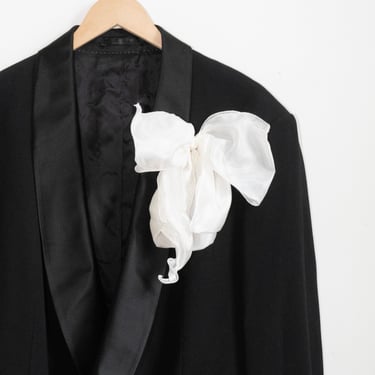 Silk Bow Brooch in White