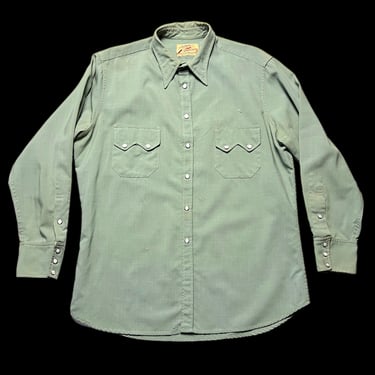 Rare Vintage 1940s/1950s JACK FROST Woolen Wear Sawtooth Western Shirt ~ size L to XL ~ Cowboy / Rockabilly ~ 