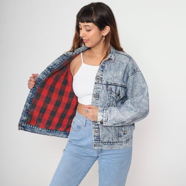 Vintage Polo Ralph Lauren Denim Jacket / Plaid Wool