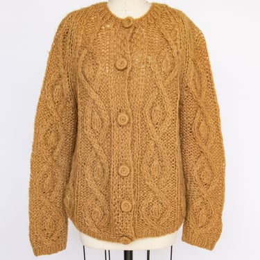 1960s Sweater Wool Fuzzy Chunky Knit Cardigan | Deja Vintage