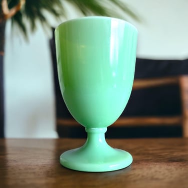 Vintage Fenton Jadeite Jadite Green Milk Glass Footed Goblet Vase Martha By Mail 