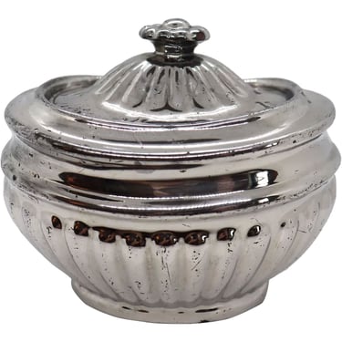 1820's Antique English Georgian Silver Luster Pottery Covered Sugar Bowl 