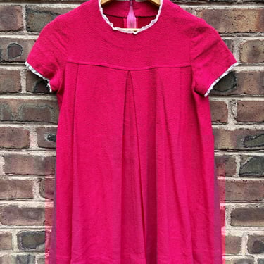 Vintage 1970s Fushia Babydoll Mini Dress Tunic Small Medium by TimeBa