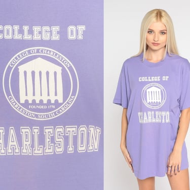 College of Charleston Shirt 90s University T-Shirt South Carolina C of C Graphic Tee Lavender Vintage 1990s Screen Stars Large xl 