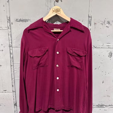 1940's Rayon Gabardine Shirt - Gray Gabardine - | Gabriela's