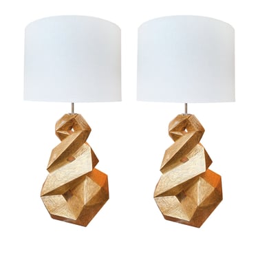 Christopher Guy Gold Mahogany Table Lamps - a Pair