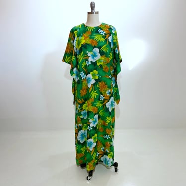 Vintage Angel Wing Sleeve Hawaiian Maxi Dress size L/XL