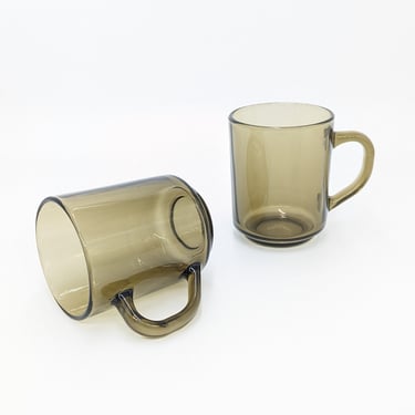 Vintage Arcoroc Amber Mugs, Set of 2 
