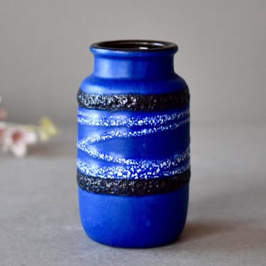 Vintage Germany Glazed Ceramic Vases Home Decor Table Decor Fat Lava Vases Blue Middle Century Ceramic Vases 