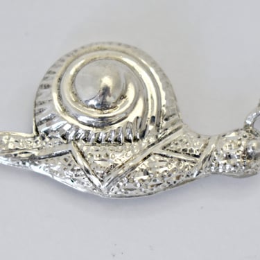 Whimsical 60's patterned sterling snail brooch, abstract dimensional 925 silver mod gastropod pin 