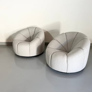 Custom Barrel Channel Lounge Chairs / Pair 