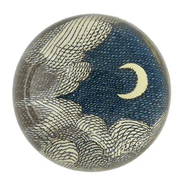Clouds and crescent moon Dome Paperweight