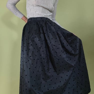 vintage black sculptural polka dot skirt size large 