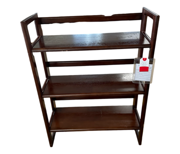 Folding Bookshelf (Quantity of 3)<br />Three shelves<br />Brown Wood<br />W 28 x D 12 x H 37