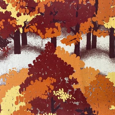 vintage mid century screen printed  forest wall art 