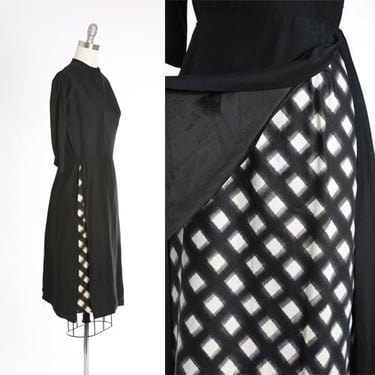 40s Checker dress | Vintage 1940s black + white dress 