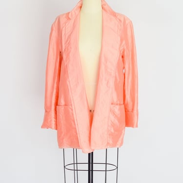 Vintage 1990s Donna Karan Peach Silk Jacket | L 