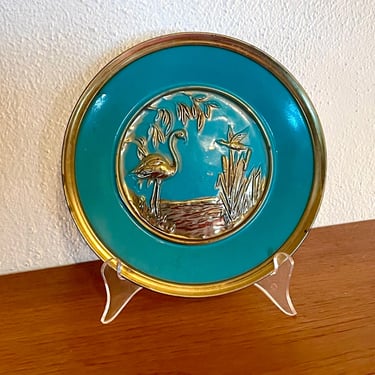 Vintage 1950s Embossed Flamingo Decorative Plate 