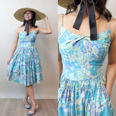 1950s CABANA hawaiian cotton sun dress xxs | new spring 