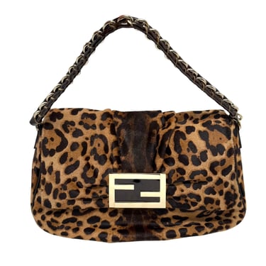 Fendi Cheetah Large Chain Baguette Bag