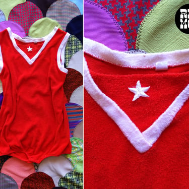 SEXY Vintage 70s Red Terrycloth Romper with Star 