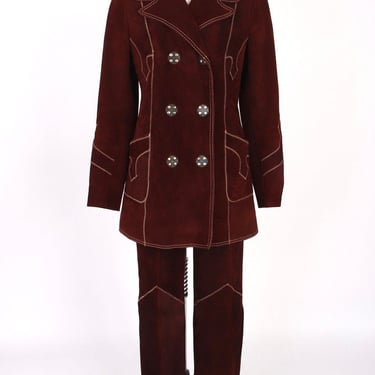 1970s Suede Embroidered Pant Set