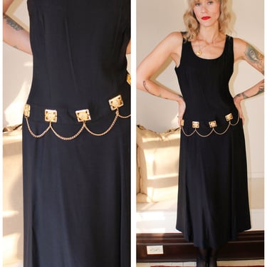 Products 1990s Farouche Sunburst Black Dress 
