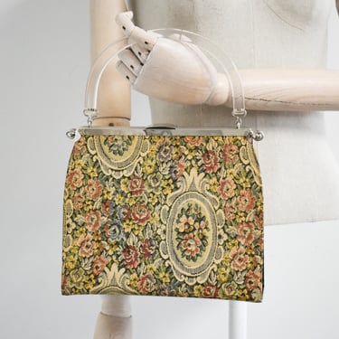 1960s Reversible Floral Tapestry Handbag 