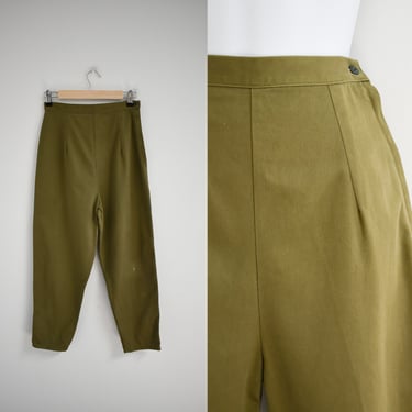 1950s/60s Olive Green Tapered Cotton Pants 