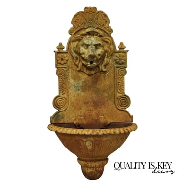 Cast Iron French Empire Style Lion Head Outdoor Garden Wall Water Fountain White