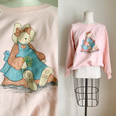 Vintage 1980s Pink Bunny Sweatshirt / L 