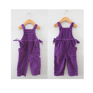 Vintage Corduroy Overalls - Toddler Girls Size 2T - Purple Cord Romper by Popsicle - 1990s 90s Baby Girl Outfit 