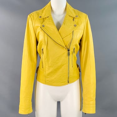 MICHAEL by MICHAEL KORS Size M Yellow Leather Lambskin Motorcycle Jacket