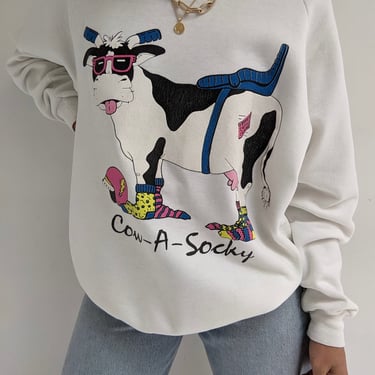 Vintage "Cow-A-Socky" Graphic Sweatshirt