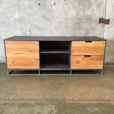 CB2 (Crate & Barrel) Wood And Metal Media Stand