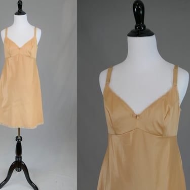 60s Beige Full Slip - Lace Trim - Vanity Fair - Full Nylon Dress Slip - Vintage 1960s - Size 36 Short 