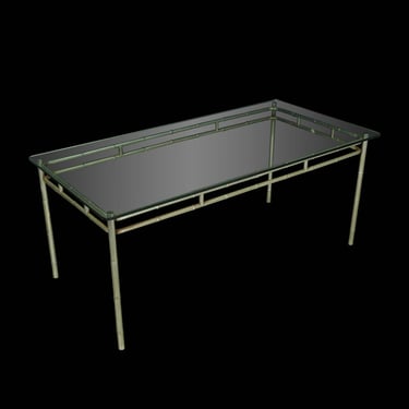 Modern 6 ft Steel Frame Glass Top Dining Table
