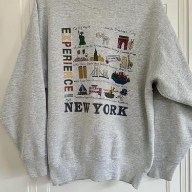 Vintage 90s NYC New York Tourist Sweatshirt Graphic Gray Medium Large Sweater NY by TimeBa