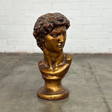 Bust of David , Plaster Sculpture in Gold 