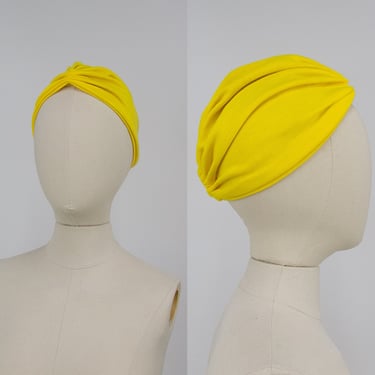 Vintage 1960s Yellow Boutique Kate's Turban, 60s Made in Canada, Vintage Hair Turban, 60s Retro Mod by Mo