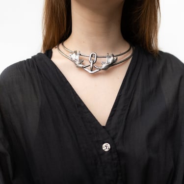 Sterling Silver Plated Copper Mink Jawbone Choker