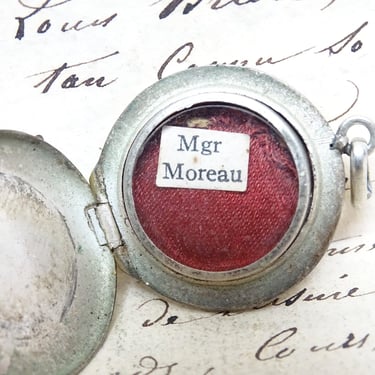 Antique Mgr Moreau Relic, Vintage French Religious Pendent Reliquary 