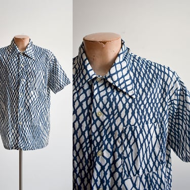 1970s Mens Short Sleeve Button Down Shirt 