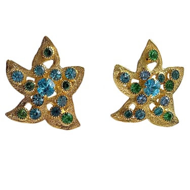 Pretty Blue Green Star Fish Earrings