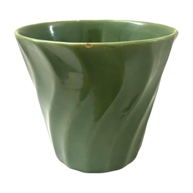 vintage mid century modern ceramic Bauer swirl green planter 1950s Los Angeles 