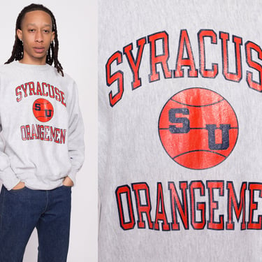 90s Syracuse University Champion Reverse Weave Sweatshirt Men's Large | Vintage College Basketball Sports Graphic Crewneck Pullover 